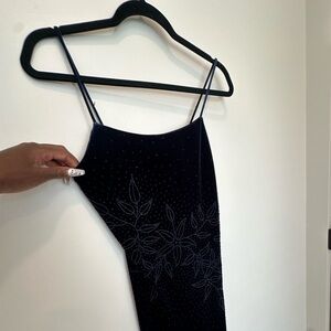 Navy velvet rhinestones dress